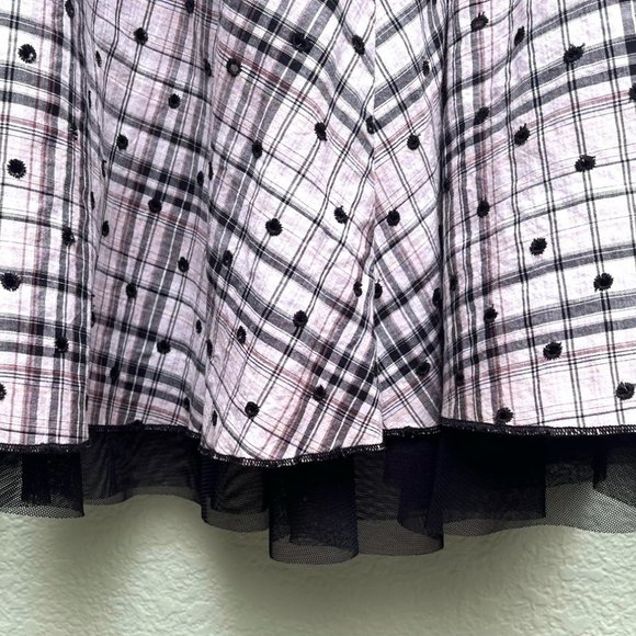 Jon Benbassett black & white cloth w/ Tulle flair Mini Skirt Elastic Waist - Picture 2 of 5